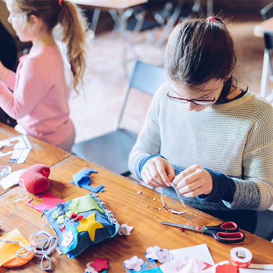 A girl sewing